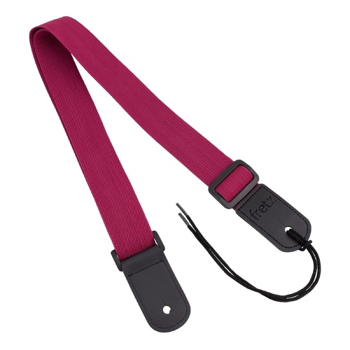 Fretz FUST-PP3 Adjustable Polypropylene Ukulele Strap - Wine Red, 1.5" Wide, Microfiber Leather Ends, Up to 47" Length