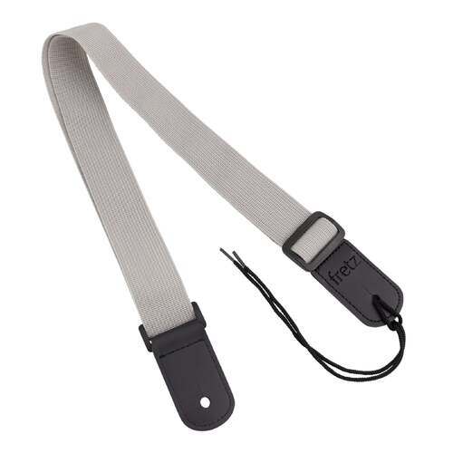 Fretz FUST-PP3 Adjustable Polypropylene Ukulele Strap with Microfiber Leather Ends, Grey, 1.5" Wide, Up to 47" Length