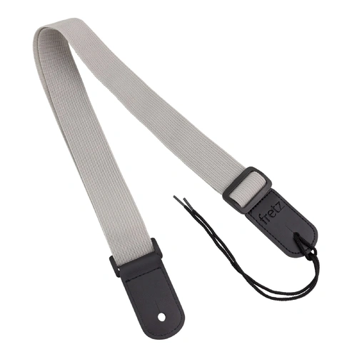 Fretz Polypropylene Ukulele Strap with Microfiber Leather Ends, Adjustable 1.5" Wide, Up to 47" Length, Grey