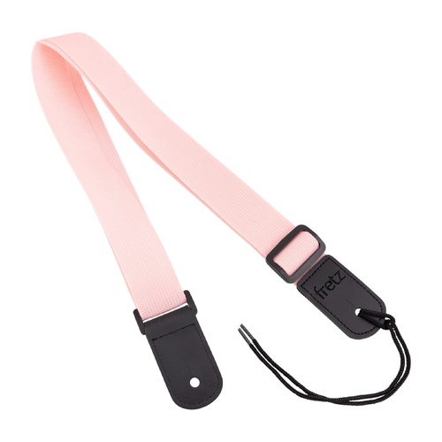 Fretz FUST-PP3 Adjustable Polypropylene Ukulele Strap - Pink, 1.5" Wide, Microfiber Leather Ends, Up to 47" Length