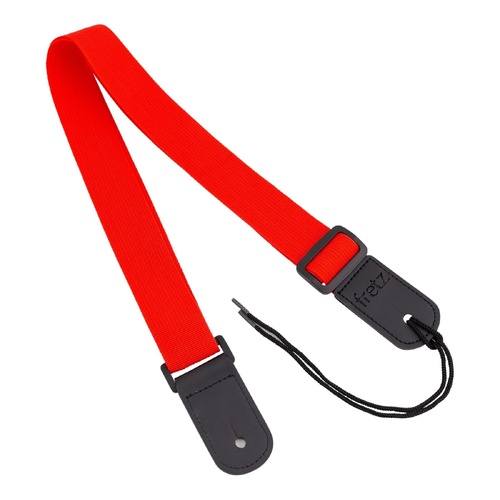 Fretz FUST-PP3 Adjustable Polypropylene Ukulele Strap with Microfiber Leather Ends, Red, 1.5" Wide, Up to 47" Length