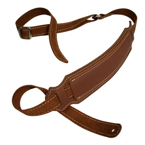 Franklin Vintage Cognac Leather Guitar Strap with Suede Backing and 2.5" Shoulder Pad