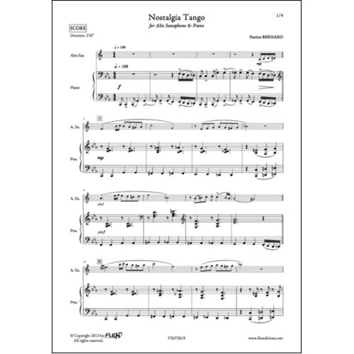 Nostalgia Tango Alto Sax And Piano (Softcover Book)