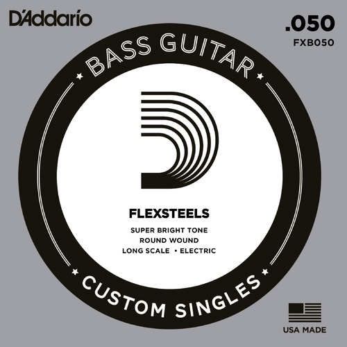 D'Addario FXB050 FlexSteels Bass Guitar Single String, Long Scale, .050