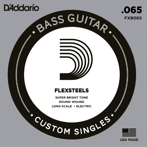 D'Addario FXB065 FlexSteels Bass Guitar Single String, Long Scale, .065