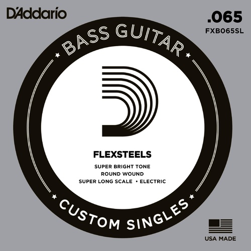 D'Addario FXB065SL FlexSteels Bass Guitar Single String, Super Long Scale, .065