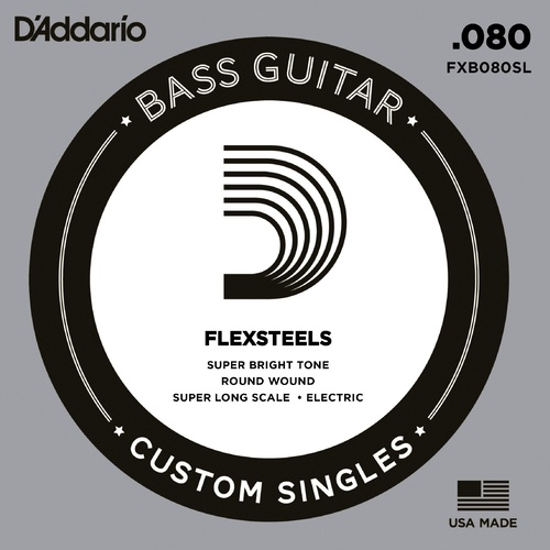 D'Addario FXB080SL FlexSteels Bass Guitar Single String, Super Long Scale, .080