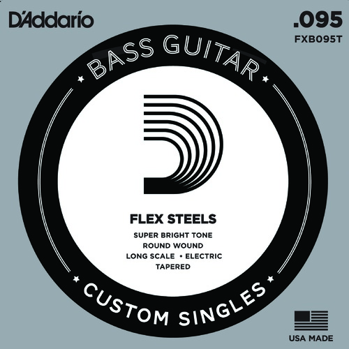D'Addario FXB095T FlexSteels Bass Guitar Single String, Long Scale Tapered, .095