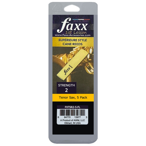 Faxx Tenor Saxophone Cane Reeds Size 2 (5-Pack)