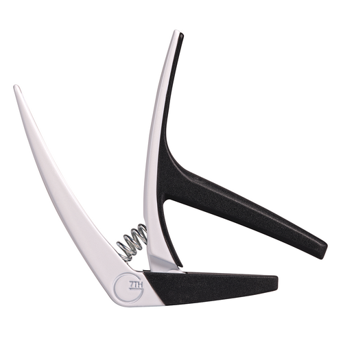 G7 Nashville 6 String White Capo - Lightweight Spring Design for Steel String Guitars, One-Handed Operation, Rubber Neck Protection