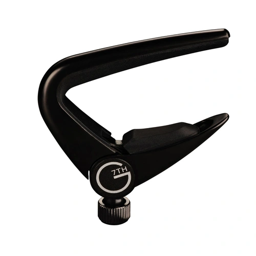 G7 Newport 6 String Guitar Capo - Satin Black, Adjustable Tension, Lightweight, One-Handed Operation, Ideal for High Action & 12 String Guitars