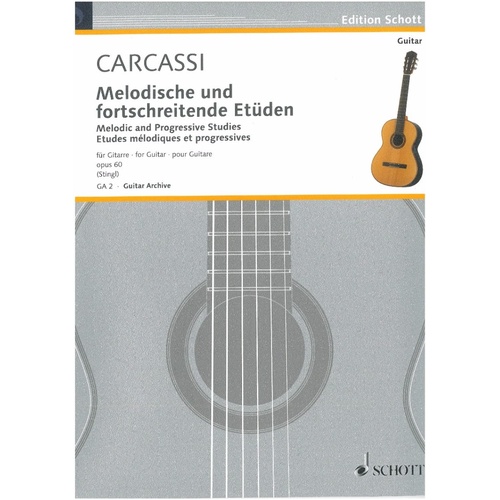 Carcassi Melodious & Progressive Studies Op. 60 for Guitar, 32 Pages, Schott Music