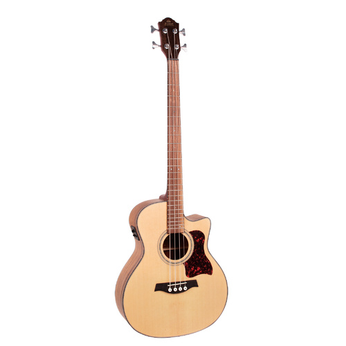 Gilman Grand Auditorium Electric/Acoustic Bass Guitar. Natural Satin. Spruce top, walnut back and sides.