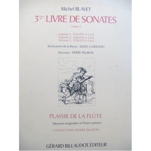 Blavet - Third Book Of Sonatas Op 3 Vol 1 Flute/Piano (Softcover Book)