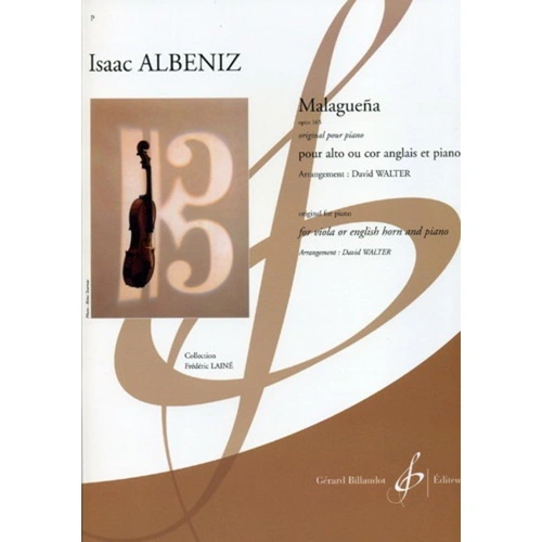Albeniz - Malaguena Op 165 for Viola or Cor Anglais/Piano, Arranged by David Walter, Published by Gerard Billaudot Editeur