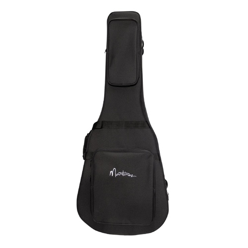 Martinez Deluxe Shaped Acoustic Guitar Polyfoam Case - Lightweight, Impact Resistant, Black, Fits Full Size Dreadnought Guitars, Includes Pockets & St