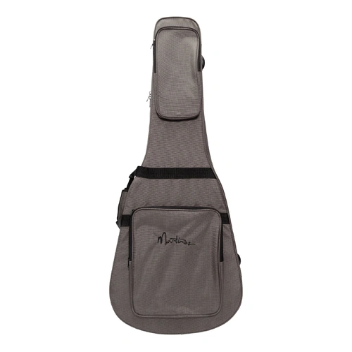 Martinez Deluxe Shaped Acoustic Guitar Polyfoam Case - Silver, Lightweight, Impact Resistant, Dreadnought Fit, Padded Backpack Straps, Accessory Pocke