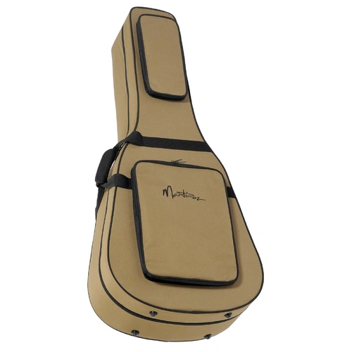 Martinez Deluxe Shaped Acoustic Guitar Polyfoam Case - Tan