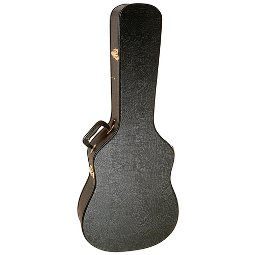On Stage Hardshell Acoustic Guitar Case - Black Vinyl with Plush Interior, Custom Molded for 6/12-String Guitars, Gold-Plated Hardware
