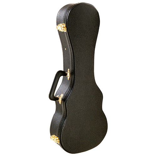 On Stage GCU4004 Concert Ukulele Hardcase - Black, Weather-Resistant, Plush Interior, Accessories Compartment, Gold-Plated Hardware