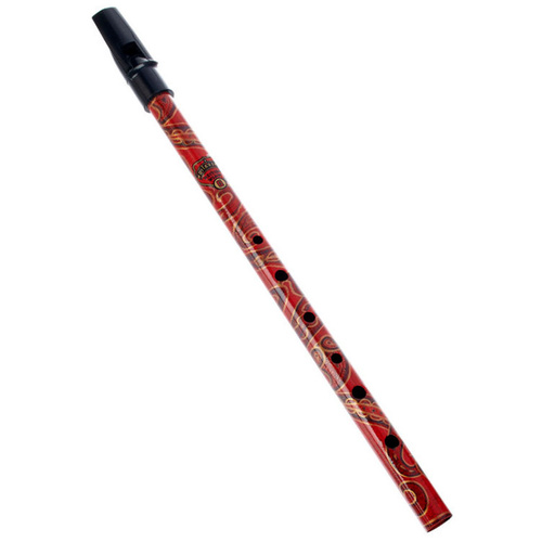 Generation Boho Designer English Tin Penny Whistle in Gaslight Red (D) with Gift Box and Fingering Chart