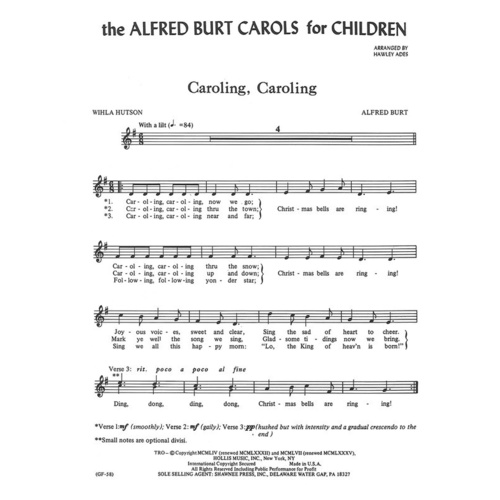 Alfred Burt Carols For Children Coll Choral Part Book