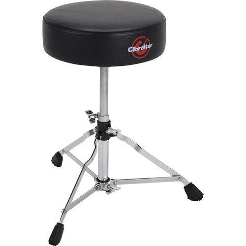 Gibraltar 4000 Series Single Braced Round Drum Throne, 12" Round Cushioned Vinyl Top, Height Adjustable 15" to 21"