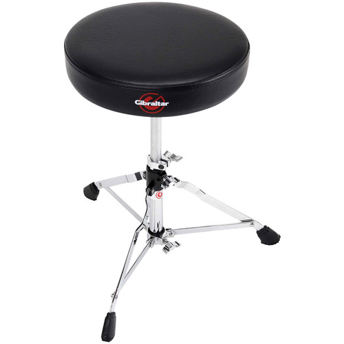 Gibraltar 5600 Series Single Braced Round Drum Throne, 13" Cushioned Vinyl Top, Height Adjustable, Lightweight, Black