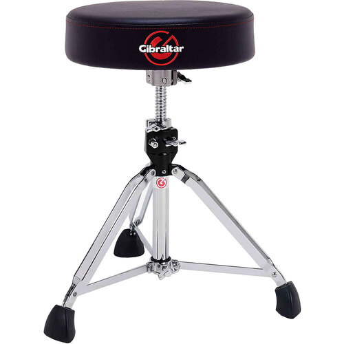 Gibraltar 9600 Series Double Braced Pro Round Drum Throne, Black PVC Leather, Memory Foam Seat, Height Adjustable 20"-26"