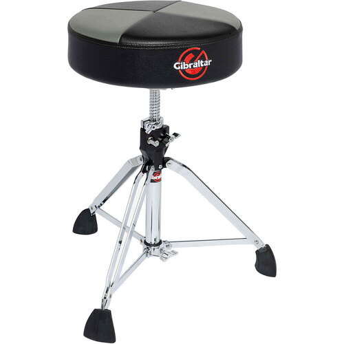 Gibraltar 9600 Series Double Braced Round Drum Throne Black & Grey, Height Adjustable 20" to 26", 13" Memory Foam Seat, 129 kg Capacity