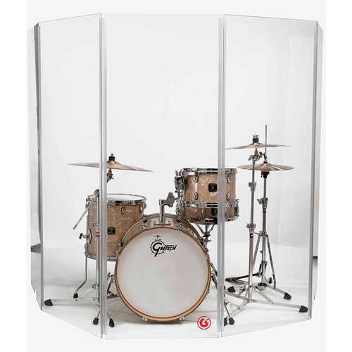 Gibraltar 5-Piece Acrylic Drum Sound Shield 5.5ft x 10ft with Flexible Hinges and Cable Mouse Holes