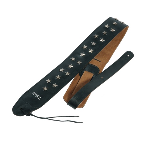 Fretz Leather-Look Adjustable 'Star' Studded Guitar Strap 6.5cm