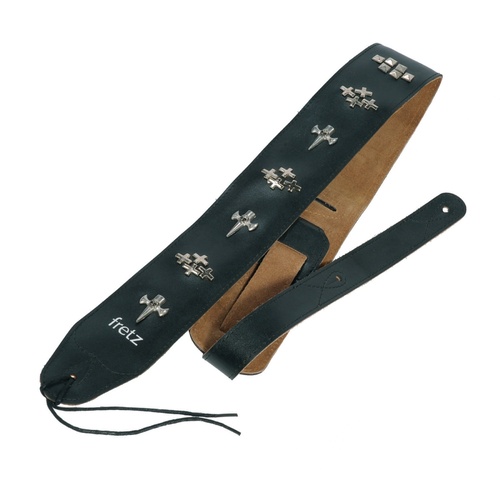 Fretz Leather-Look Adjustable Studded Guitar Strap 6.5cm