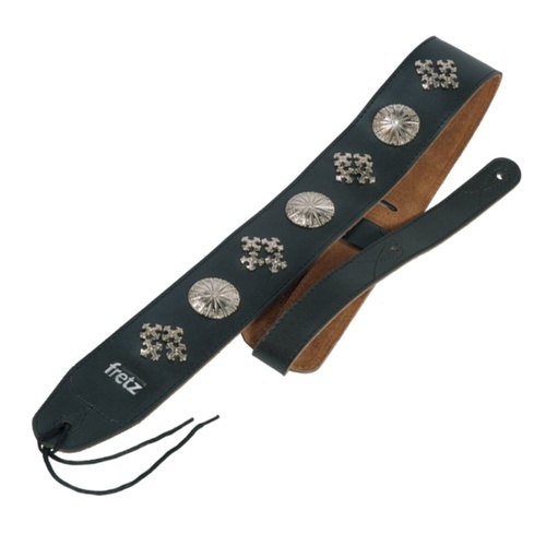 Fretz Leather-Look Adjustable Studded Guitar Strap 6.5cm