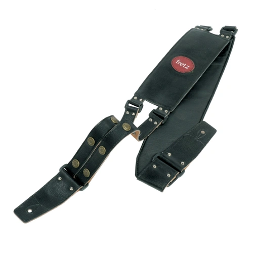Fretz GKT-942-BLK Leather-Look Adjustable Guitar Strap for Bikers