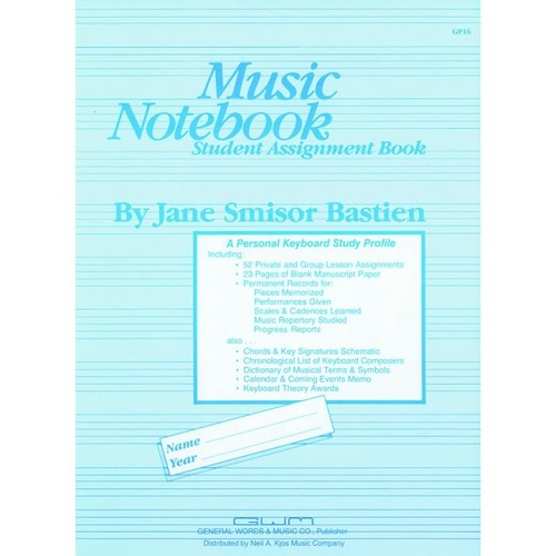 Music Notebook and Student Assignment Book for Piano - 64 Pages