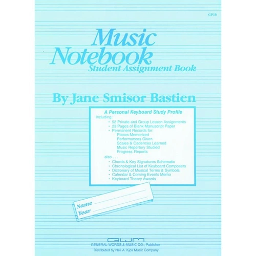 Music Notebook and Student Assignment Book for Piano - 64 Pages