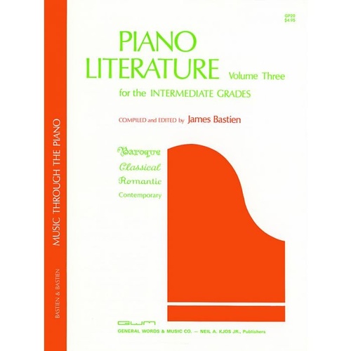 Piano Literature Vol 3 for Intermediate Grades by Neil A. Kjos Music Company, 72 Pages