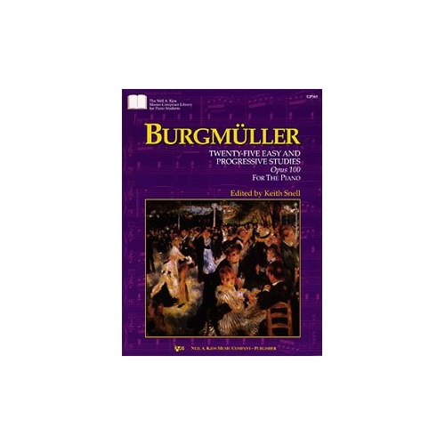 Burgmuller 25 Progressive Studies Op. 100 for Piano, 40 Pages, Published by Neil A. Kjos Music Company