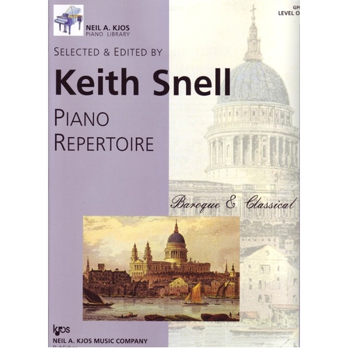 Piano Repertoire Baroque & Classical Level 1 by Neil A. Kjos Music Company, 20 pages, Piano Solo, teaching pieces by Bach and others.