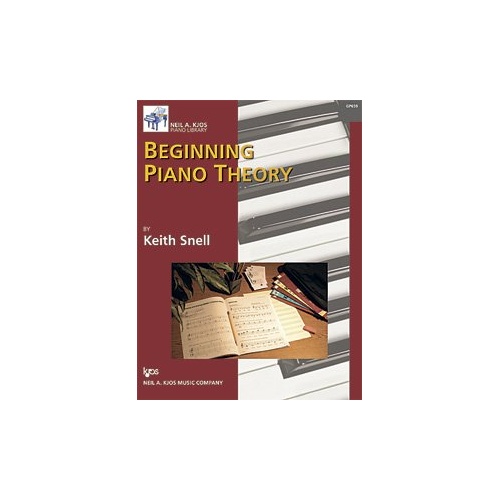 Beginning Piano Theory by Neil A. Kjos Music Company, 32 pages, covers note reading, intervals, triad chords, key signatures, and meters.