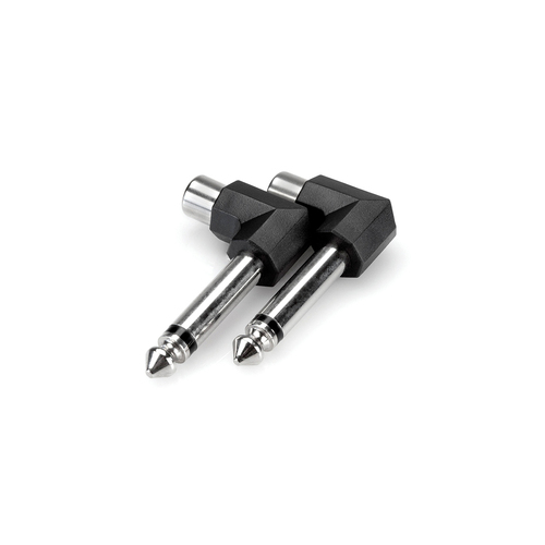 Hosa Right-angle Adaptors, RCA to 1/4 in TS, 2 pc