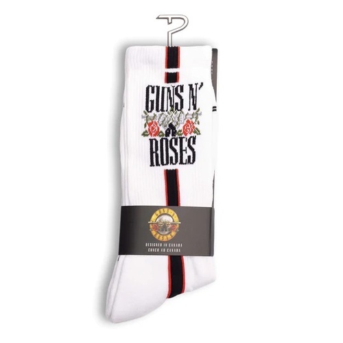 Perris Licensed Guns N' Roses "Side Stripe" Large Crew Socks - White (1-Pair)