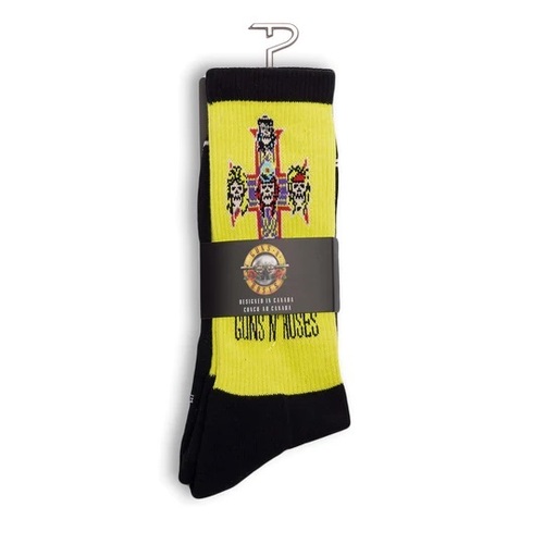 Perris Licensed GNR "Appetite For Destruction" Large Crew Socks Black/Yellow - 1 Pair