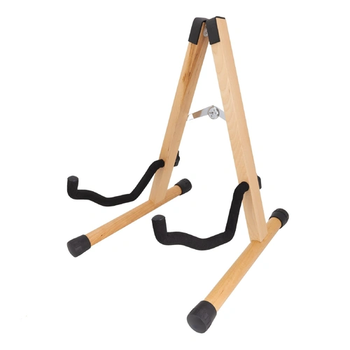 Fretz Woodie 5 Wooden Folding A-Frame Guitar Stand for Acoustic, Electric, Bass Guitars - Natural Finish