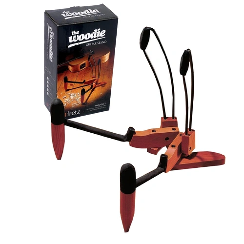 Fretz Woodie 1 Folding Acoustic Guitar Stand - Wine Red Stain