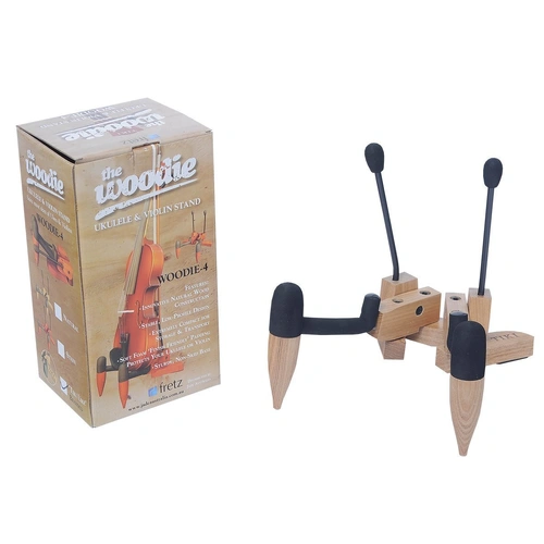 Fretz Woodie 4 Folding Ukulele and Violin Stand - Natural Finish