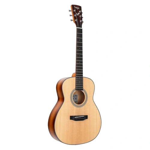 Saga GS700 Solid Spruce Top Small Body Acoustic Guitar with Gigbag, Right-Handed, Matte Finish, 6 Strings, Passive Piezo Pickup