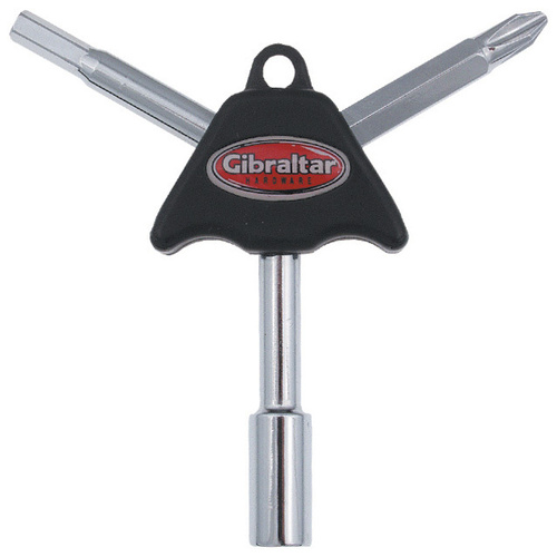 Gibraltar Magnetized Drum Tri Key Tool - Drum Key, Hex Key & Phillips Head Screwdriver