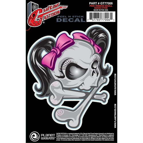 Planet Waves Guitar Tattoo, Ribbon Skull